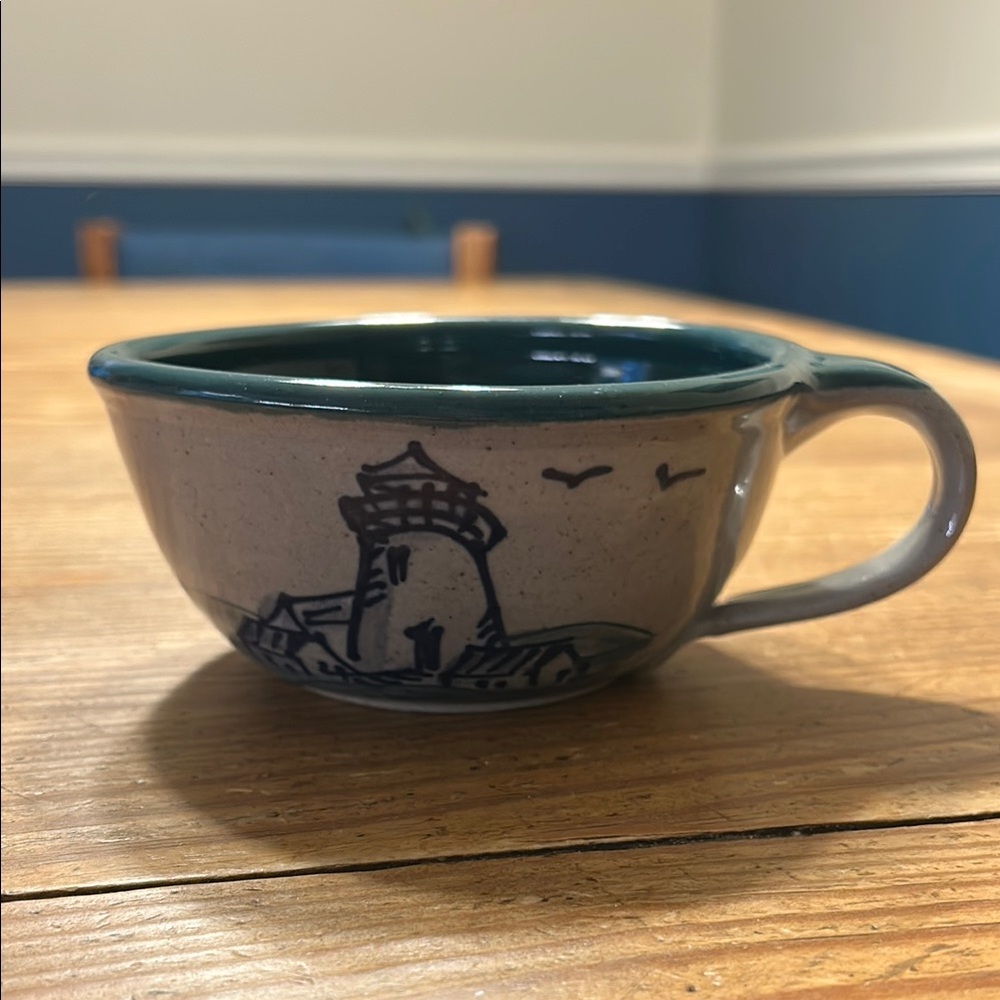Great Bay Pottery Gray Ceramic Mug with Nautical Design